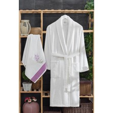 Tabea Home Unisex Arya Havlulu Bornoz Seti | Nakışlı | Pamuklu