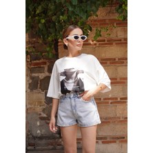 Madam Leps Oversize Kare Baskılı T-Shirt