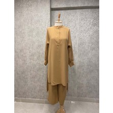 Naqshe 24Y8266 Takım Tunik Pantolon Yarım Düğmeli Bol Paça - Naqshe - 24Y8266 - Camel - 40