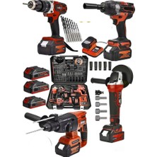 Germany Steel 4'lü Set 2-26 Şarjlı Hilti-Şarjlı TAŞLAMA-13MM Şarjlı Darbeli Matkap-Şarjlı Somun Sıkma Makina Uçlar