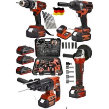 Germany Steel 4'lü Set 2-26 Şarjlı Hilti-Şarjlı TAŞLAMA-13MM Şarjlı Darbeli Matkap-Şarjlı Somun Sıkma Makina Uçlar