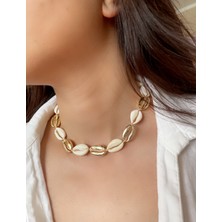 Sistorize Deniz Kabuğu Choker Kolye Gold