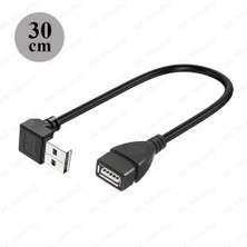 BK Teknoloji 90 Derece Aşağı Açılı USB 2.0 Erkek-Dişi Uzatma Kablosu 30CM