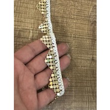 Gönülden Tasarım En 2 cm Çelik Boncuklu Tasarım Şerit Dikiş Giyim Çanta Aksesuarı 1 Metre