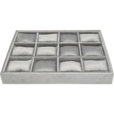 Jewel Box Süet Kumaş Füme Renk 34X24 cm Yastıklı Çekmece Içi Saat ve Takı Kutusu