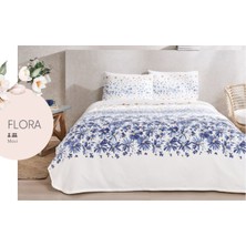 Taç Çift Kişilik Pike Takımı Flora Mavi