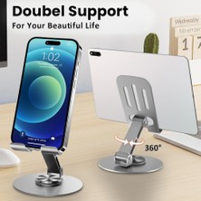 The Wlue Katlanabilir ve Ayarlanabilir Metal Telefon Tutucu Stand 360 Dönebilen Tablet Standı