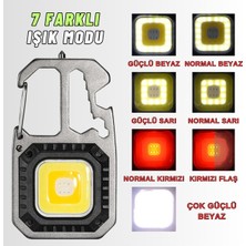 Farissu El Feneri Metal Gövdeli Cob LED Çok Fonksiyonlu Kamp ve Karavan Feneri Işıldak Ikaz Lambası