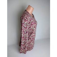 Yaşar Triko Kadın Gülkurusu V Yaka Uzun Kollu Yanları Yırtmaçlı Yazlık Viskon Likralı Anne Penye Tişört Bluz