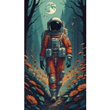 512 Art Design Astronot Uzay Bahçesi Duvar Dekor Poster 30X42 cm Çerçevesiz
