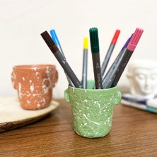Gözayn Papier Mache Sıçratma Desenli Saksı/kalemlik
