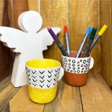 Gözayn Papier Mache Geometrik Desenli Saksı/kalemlik