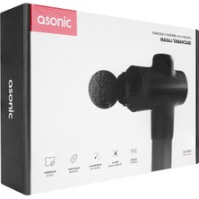 Asonic AS-MT22 Siyah-Gri 1800MAH Kablosuz 6 Kademeli Hız 4 Başlıklı Masaj Tabancası