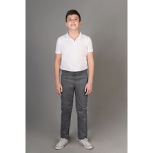 Yakamel Regular Rahat Kalıp Yüksek Bel Beli Lastikli Erkek Çocuk Okul Pantolonu