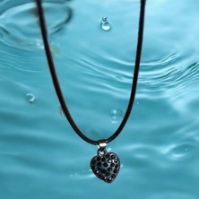 Mga Doğaltaş Taşlı Kalpli Kolye Sevgiliye Hediye Taşlı Kolye