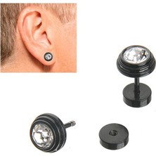 İdol Avm Siyah Zirkon Taşlı Erkek Küpe Takı Aksesuar W P24 T5