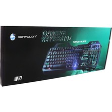 Konfulon V1 Rgb Işıklı Metal Yüzey Türkçe Q Kablolu Gaming Klavye 13