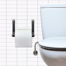 İpekbazaar Yapışkanlı Ahşap&deri Tuvalet Kağıtlığı | Banyo Kağıt Havluluk, Havlu Peçetelik | Wc Kağıtlık