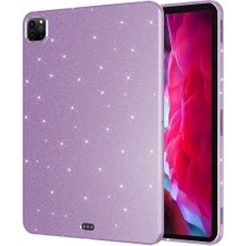 Kilifone - iPad Pro 11 2020 (2.nesil) - Tablet Kılıfı Simli Parlak Görünümlü Koton Kılıf - Lila