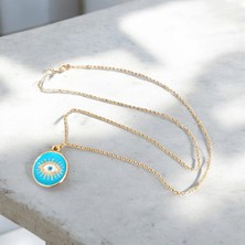 Mga Doğaltaş Metal Göz Kirpikli Nazar Kolyesi Gold Zincirli Kolye Hediyelik Eşya Sevgili Kolye Sevgiliye Özel Hediye