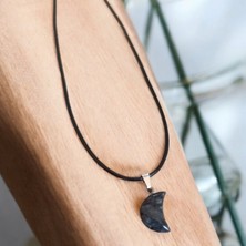 Mga Doğaltaş Labradorit Yarım Ay Kolye Deri Ipli Kolye  Sevgiliye Özel Hediye Doğal Taş Kolye