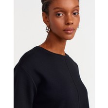 Dilvin 31218 Dikiş Detaylı T-Shirt-Siyah