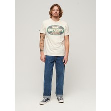 Superdry Bisiklet Yaka Baskılı Beyaz Erkek T-Shirt M1011910A3KU_GASOLINE Workwear Tee
