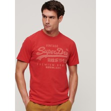 Superdry Bisiklet Yaka Baskılı Kırmızı Erkek T-Shirt M1011895A9QZ_CLASSIC Vl Herıtage T