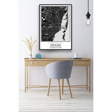 Hari Tasarım Miami Şehir Haritası Çerçevesiz Poster