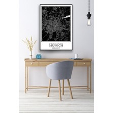 Hari Tasarım Münih Şehir Haritası Çerçevesiz Poster