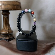 Mga Doğaltaş 7 Çakra Doğaltaş Bileklik Akuamarina, Akik, Lapis, Ametist, Pembe Kuvars, Odun Jasper, Sitrin, Oniks