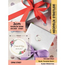 Suluboya Çiçek Modeli, Etiket Modeli Ürünlerinize Özel 3cm - 100 Adet Opak Sticker