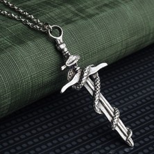 İdol Avm Great Warrior Kılıç Yılan Erkek Kolye Takı Aksesuar K24 T5