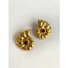 İfeelfree Tasarım Taşlı Salyangoz Deniz Kabuğu Küpe - Bordo