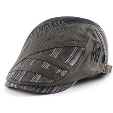 Valkyrie Italyan Style Erkek Kasket Şapka Kanvas Ayarlanabilir Terletmez Erkek Gri