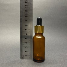 20 ml Amber Cam Damlalıklı Şişe , Gold Metalik Kapak , 20 cc Kahverengi Cam Damlalıklı Şişe x 6 Adet