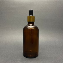 100 ml Amber Cam Damlalıklı Şişe , Gold Metalik Kapak , 100 cc Kahverengi Cam Damlalıklı Şişe x 6 Adet