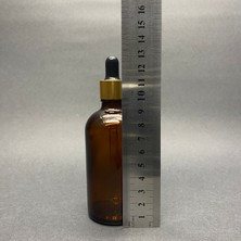 100 ml Amber Cam Damlalıklı Şişe , Gold Metalik Kapak , 100 cc Kahverengi Cam Damlalıklı Şişe x 6 Adet