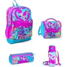 Coral High Kids Mavi Pembe Flamingo Desenli 4’lü Okul Çanta Seti 4SET23730
