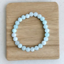 Mga Doğaltaş Akuamarin Taşı Bileklik Doğal Taş Bileklik Sade Gerçek Akuamarin Taşı