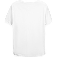 Taxxii Erkek Basic Açık Yuvarlak Yaka Beyaz T-Shirt Damalı Logo