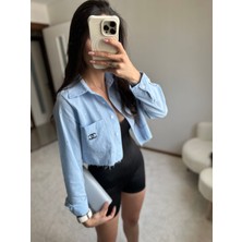 Moy Store Chnll Mavi Taş Işlemeli Tasarım Gömlek