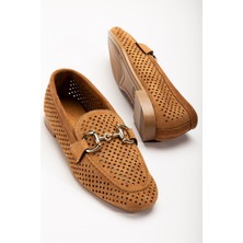 Aska Shoes 401 Taba Süet Delikli Günlük Kadın Babet