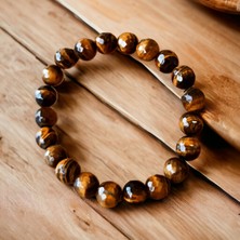 Mga Doğaltaş Kaplan Gözü Faset Elmas Kesim Bileklik 10 mm Orijinal Doğal Taş Parlak Kesim Bileklik