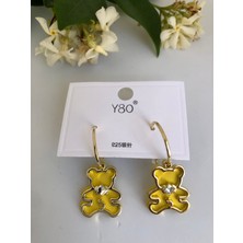 Deniz Accessories 925 ayar gümüş detaylı, Sarı Ayıcıklı Küpe