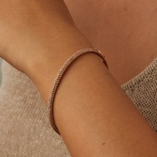 Joy Of Jade Sunshine Kelepçe Bileklik, 1 Mikron Rose Gold Kaplama - Şampanya Zirkon Taş - Champaigne