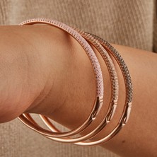 Joy Of Jade Sunshine Kelepçe Bileklik, 1 Mikron Rose Gold Kaplama - Şampanya Zirkon Taş - Champaigne