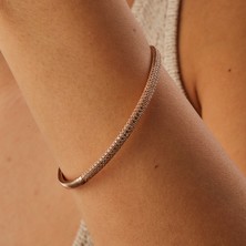 Joy Of Jade Sunshine Kelepçe Bileklik, 1 Mikron Rose Gold Kaplama - Şampanya Zirkon Taş - Champaigne