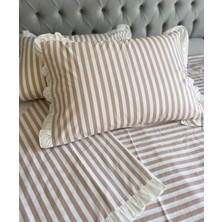 Calina Home Krem Çizgili Fırfırlı Nevresim Takımı
