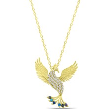 Parmas Design Zümrüdüanka Kuşu Kadın 925 Ayar Gümüş Altın Renk Kolye